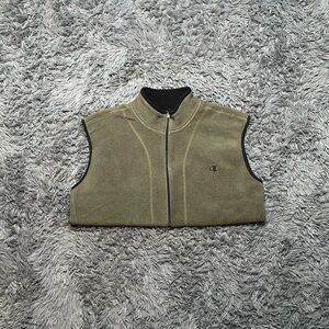 Vintage Champion Olive Green Zip Up Vest Size XXL